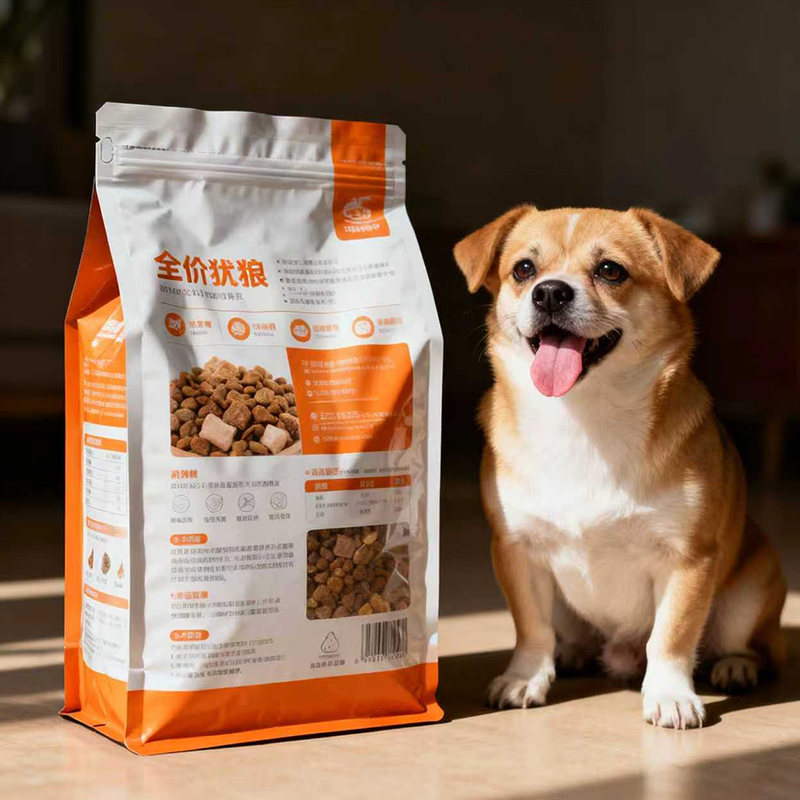 Bolsa protectora multicapa de PET/AL/PE con sello de ocho lados para comida para perros