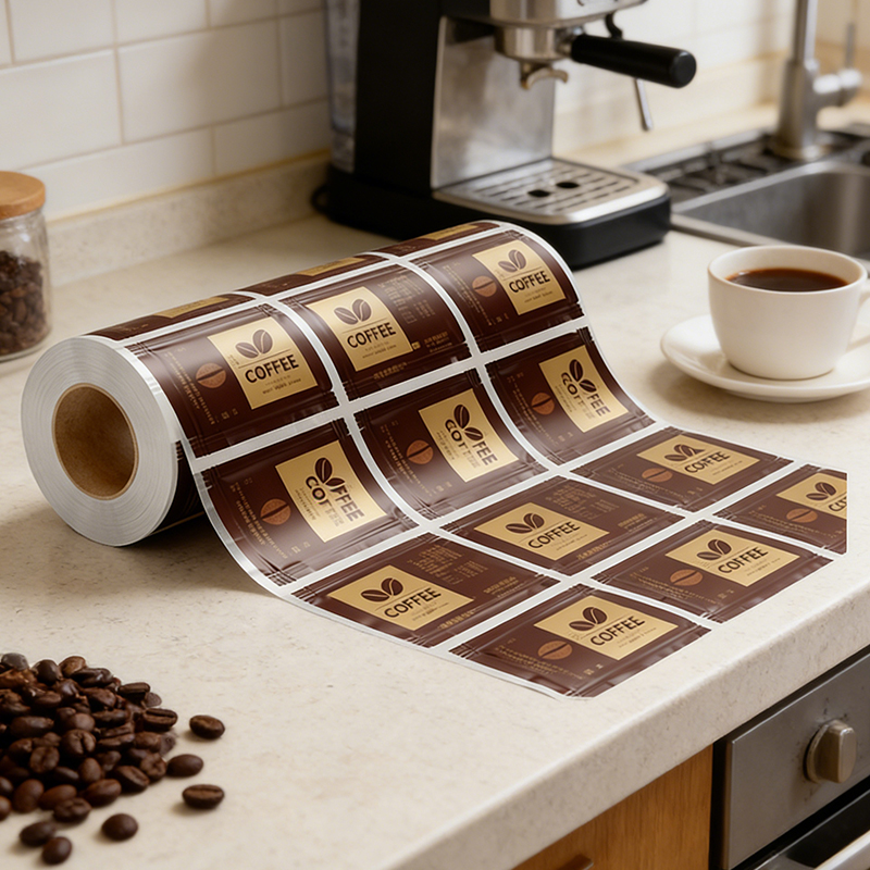 Película enrollable compuesta multicapa de PET/papel/PE de fácil desgarro para café