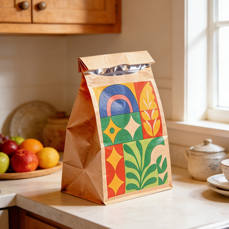 Película compuesta multicapa a base de papel Kraft para bolsas de comida para llevar