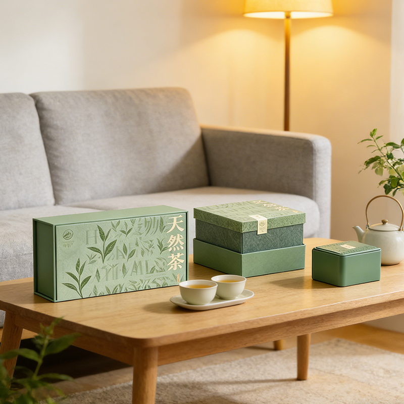 Caja de regalo de té de papel recubierta